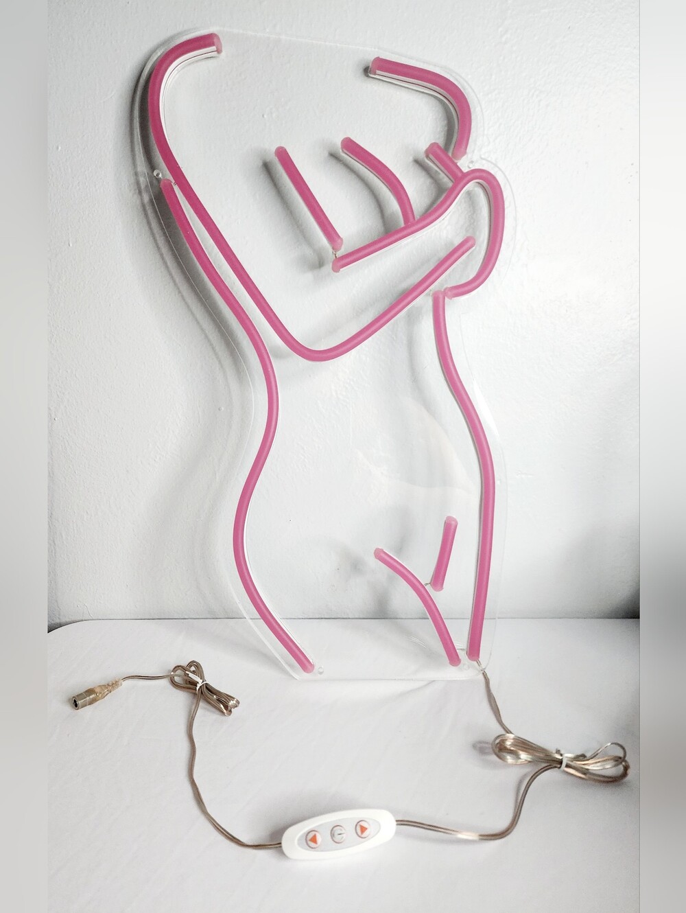 Pink LED Neon Sign Female Body Silhouette Wall Art